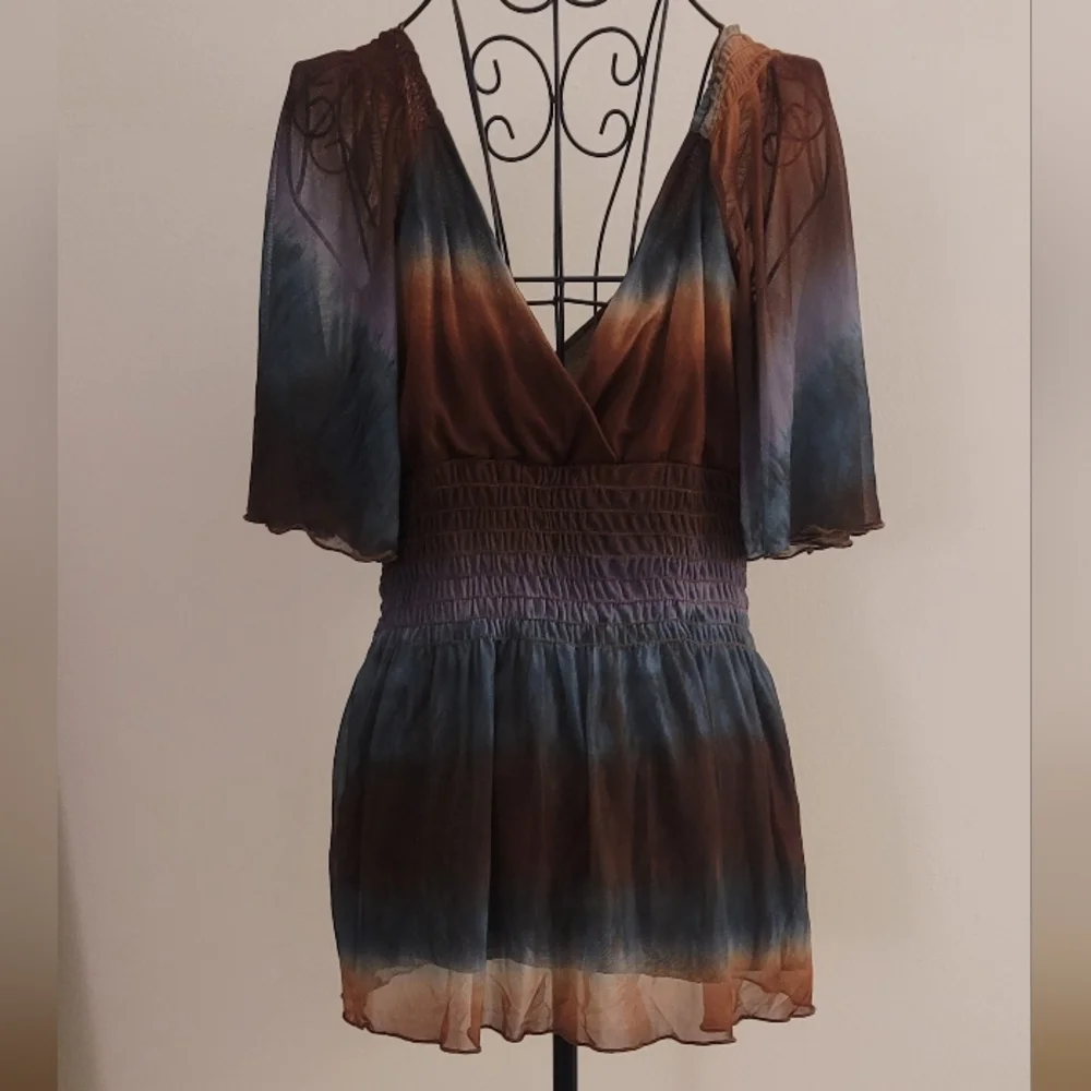 Cha Cha Vente Multicolor Sheer Blouse - Picture 2 of 2